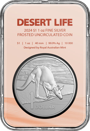 2024 Australia 1 oz Frosted Silver Uncirculated Coin Kangaroo Desert Life