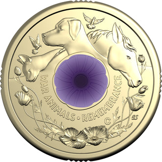 2024 $2 ‘C’ Mintmark Coloured Uncirculated Coin War Animals Remembrance