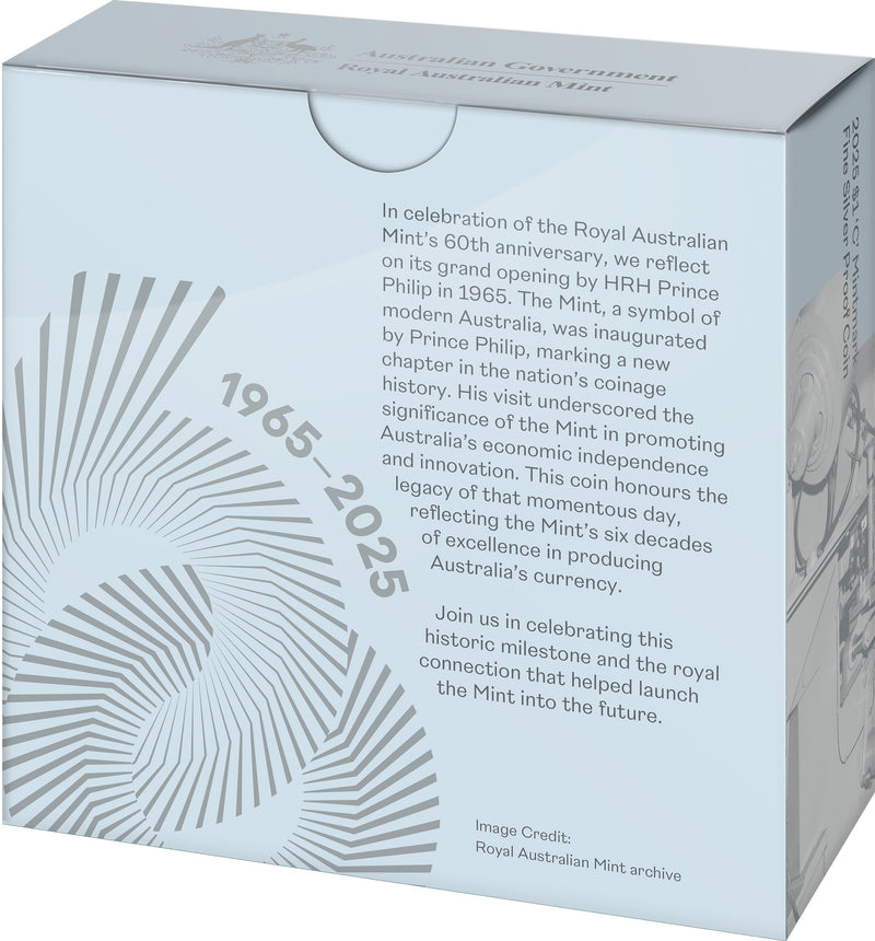 2025 $1 C Mintmark Fine Silver Proof Coin - 60th Anniversary of the Royal Australian Mint