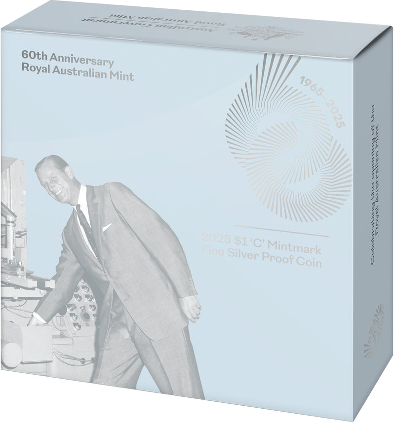 2025 $1 C Mintmark Fine Silver Proof Coin - 60th Anniversary of the Royal Australian Mint