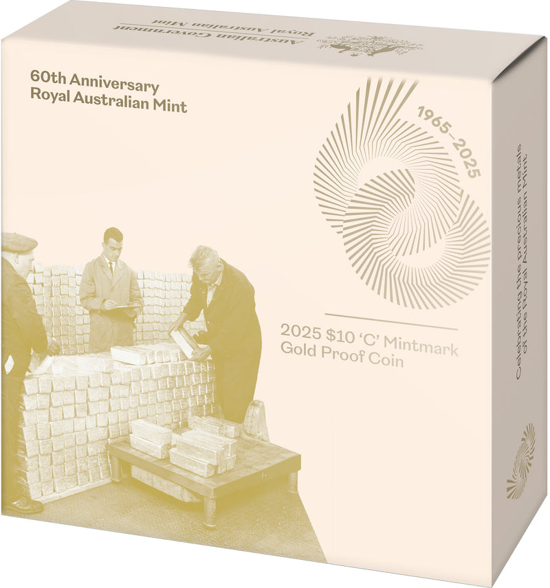 2025 $10 C Mintmark Gold Proof Coin - 60th Anniversary of the Royal Australian Mint
