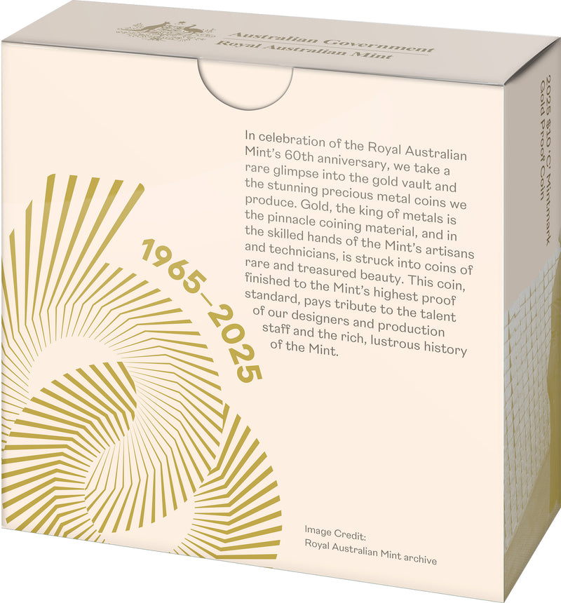 2025 $10 C Mintmark Gold Proof Coin - 60th Anniversary of the Royal Australian Mint