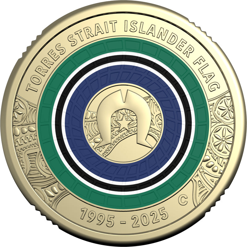 2025 $2 'C' Mintmark 30th Anniversary of the Torres Strait Islander Flag Coloured Coin