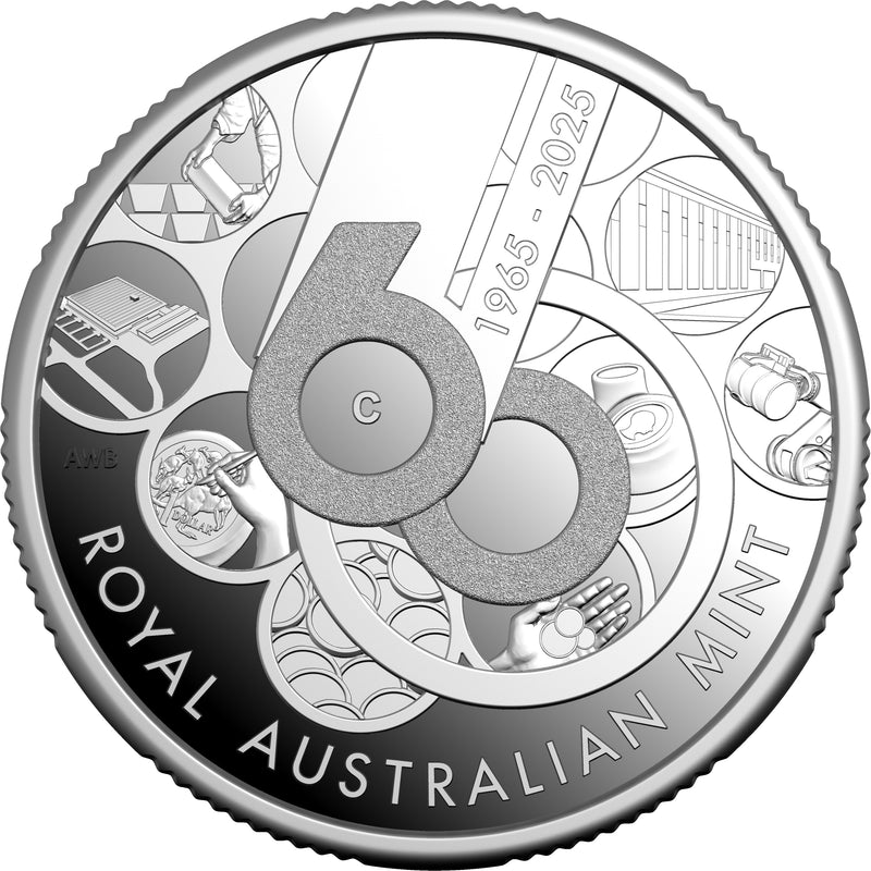 2025 $1 C Mintmark Fine Silver Proof Coin - 60th Anniversary of the Royal Australian Mint