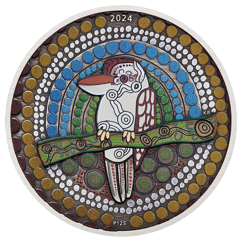 2024 Kookaburra Kaa Kaa 2oz Silver Antiqued Coloured Coin