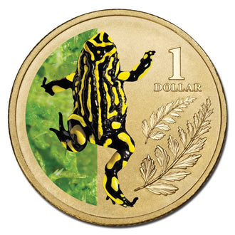 2012 $1 Australian Coloured Zoo Animal Series Uncirculated Coin - Southern Corroboree Frog