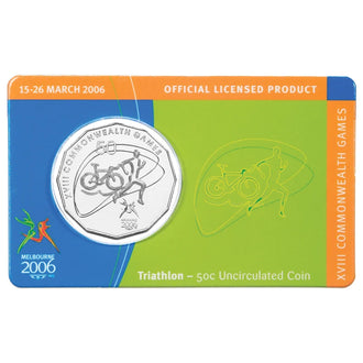 2006 50c Melbourne Commonwealth Games Uncirculated Coin - Triathlon