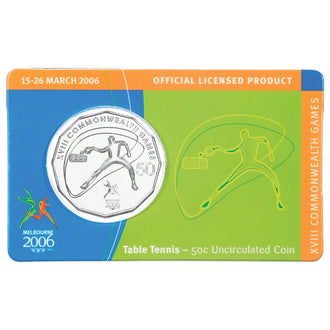 2006 50c Melbourne Commonwealth Games Uncirculated Coin - Table Tennis