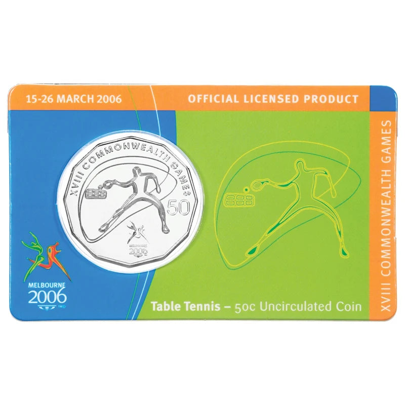 2006 50c Melbourne Commonwealth Games Uncirculated Coin - Table Tennis