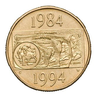 1994 $1 Australian Decade Dollar C Mint Mark Uncirculated Coin