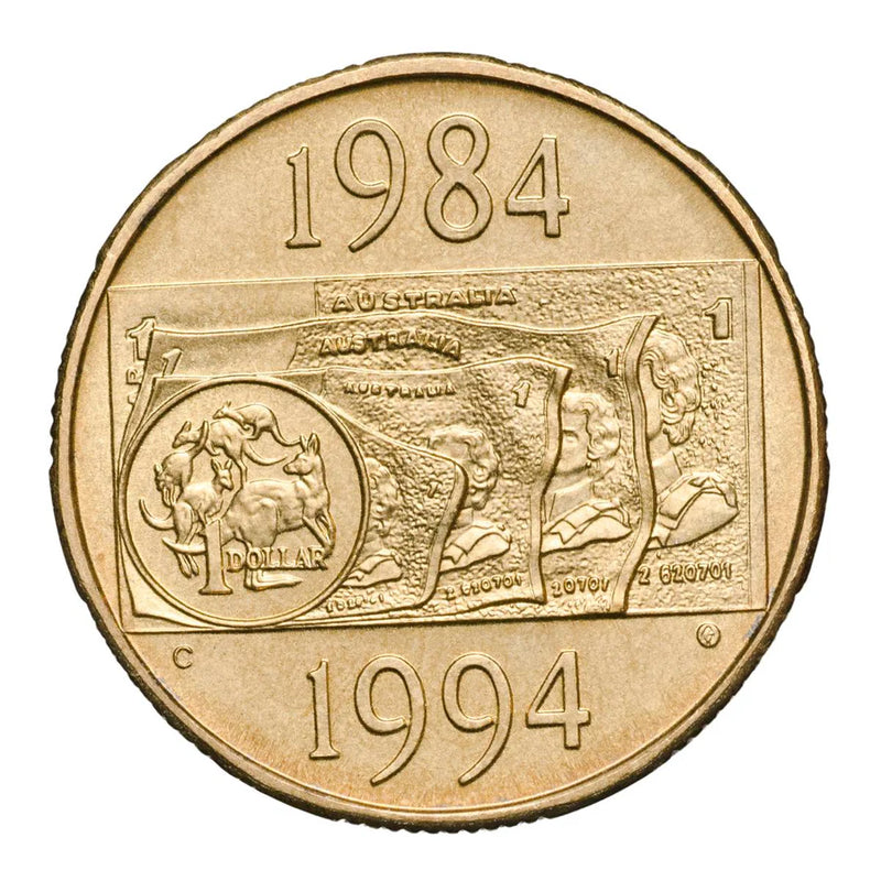 1994 $1 Australian Decade Dollar C Mint Mark Uncirculated Coin
