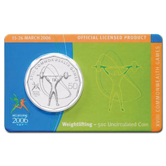 2006 50c Melbourne Commonwealth Games Uncirculated Coin - Weightlifting