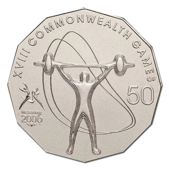2006 50c Melbourne Commonwealth Games Uncirculated Coin - Weightlifting
