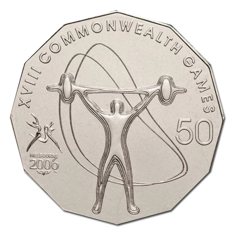 2006 50c Melbourne Commonwealth Games Uncirculated Coin - Weightlifting