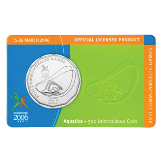 2006 50c Melbourne Commonwealth Games Uncirculated Coin - Aquatics