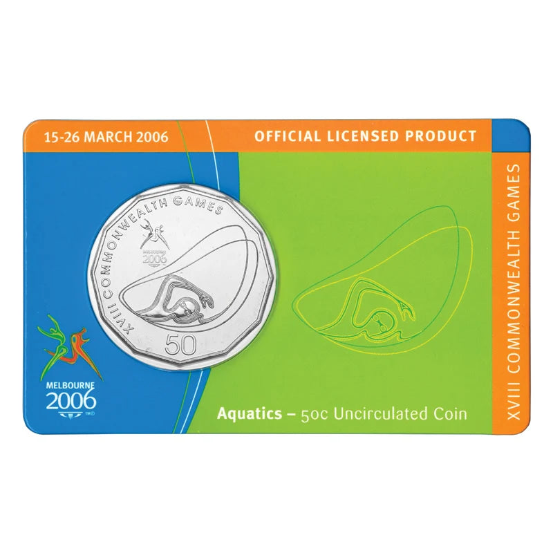 2006 50c Melbourne Commonwealth Games Uncirculated Coin - Aquatics