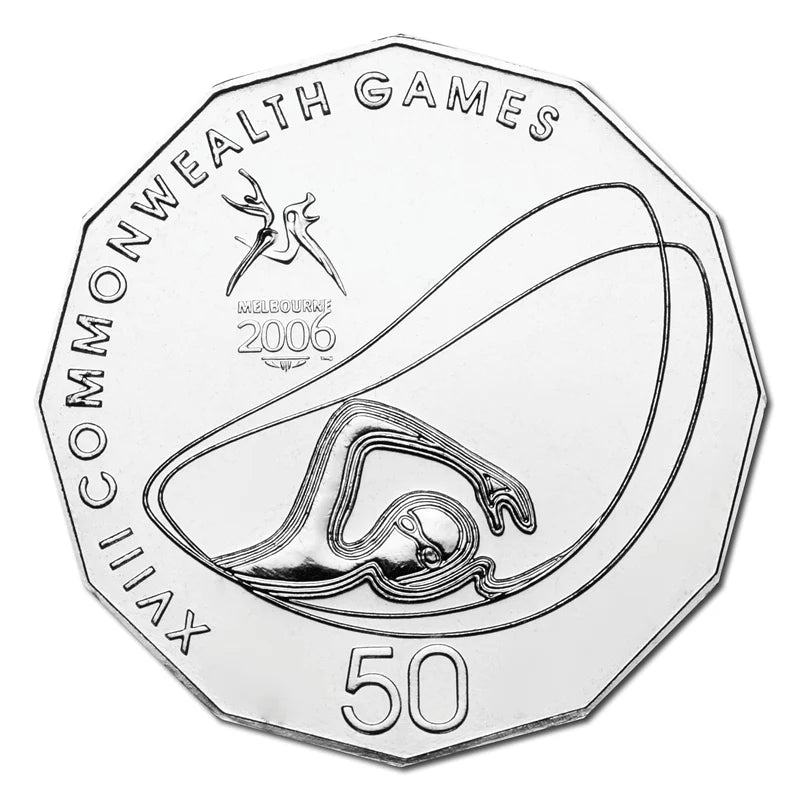 2006 50c Melbourne Commonwealth Games Uncirculated Coin - Aquatics