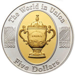 2003 Australian Rugby World Cup 1oz Silver Selective Gold Plated Proof Coin