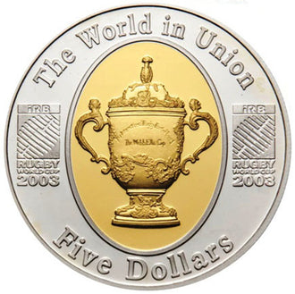 2003 Australian Rugby World Cup 1oz Silver Selective Gold Plated Proof Coin