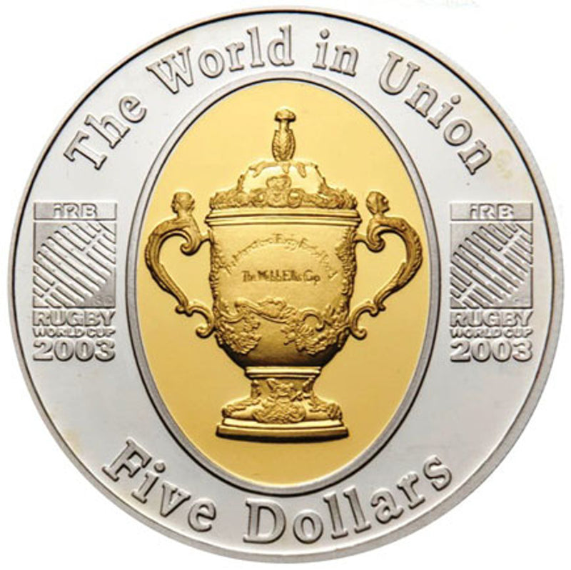 2003 Australian Rugby World Cup 1oz Silver Selective Gold Plated Proof Coin