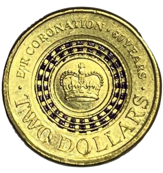 2013 $2 Queen Elizabeth II 60th Anniversary Coronation Purple Coloured Circulated Coin