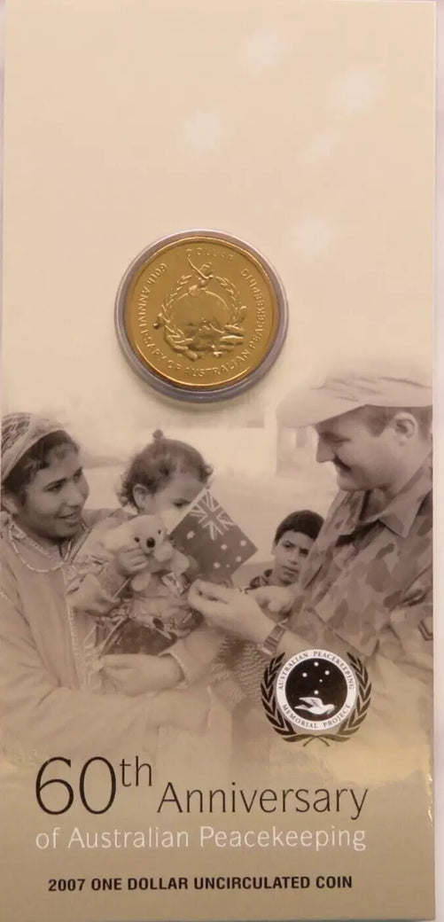 2007 $1 Australian Peacekeeping 60th Anniversary Uncirculated Coin
