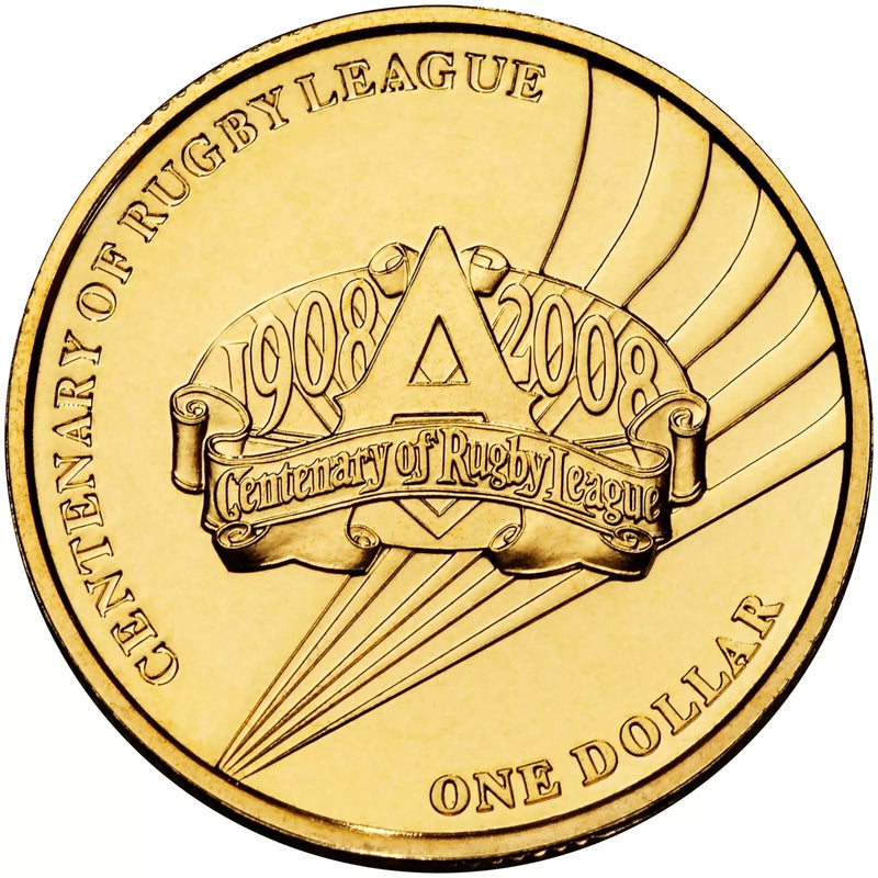 2008 $1 Australian Centenary of Ruby League Uncirculated Coin