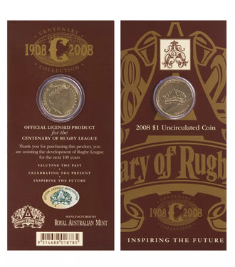 2008 $1 Australian Centenary of Ruby League Uncirculated Coin