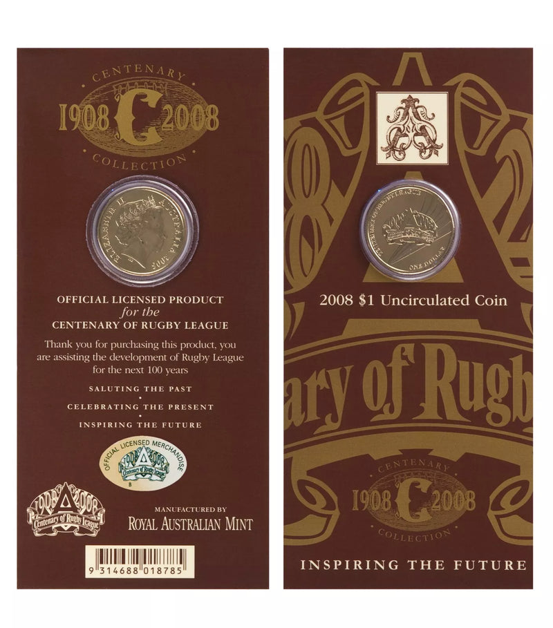 2008 $1 Australian Centenary of Ruby League Uncirculated Coin
