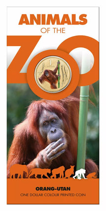 2012 $1 Australian Coloured Zoo Animal Series Uncirculated Coin - Orang-Utan