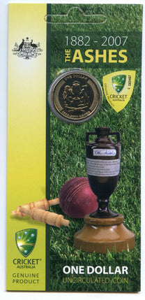 2007 $1 Australian The Ashes Cricket Uncirculated Coin