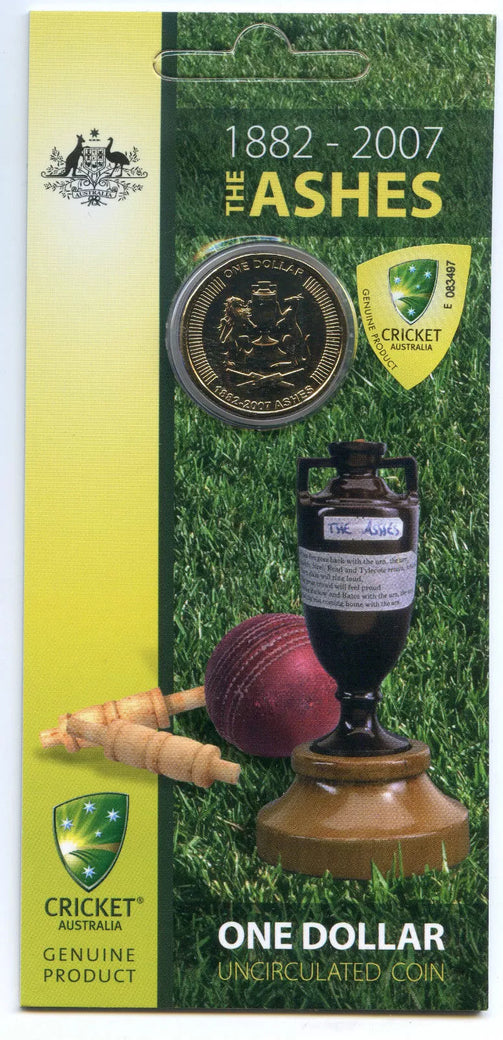 2007 $1 Australian The Ashes Cricket Uncirculated Coin