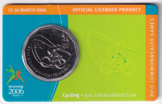 2006 50c Melbourne Commonwealth Games Uncirculated Coin - Cycling