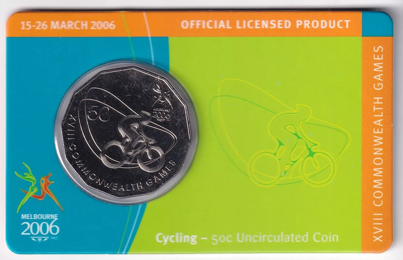 2006 50c Melbourne Commonwealth Games Uncirculated Coin - Cycling