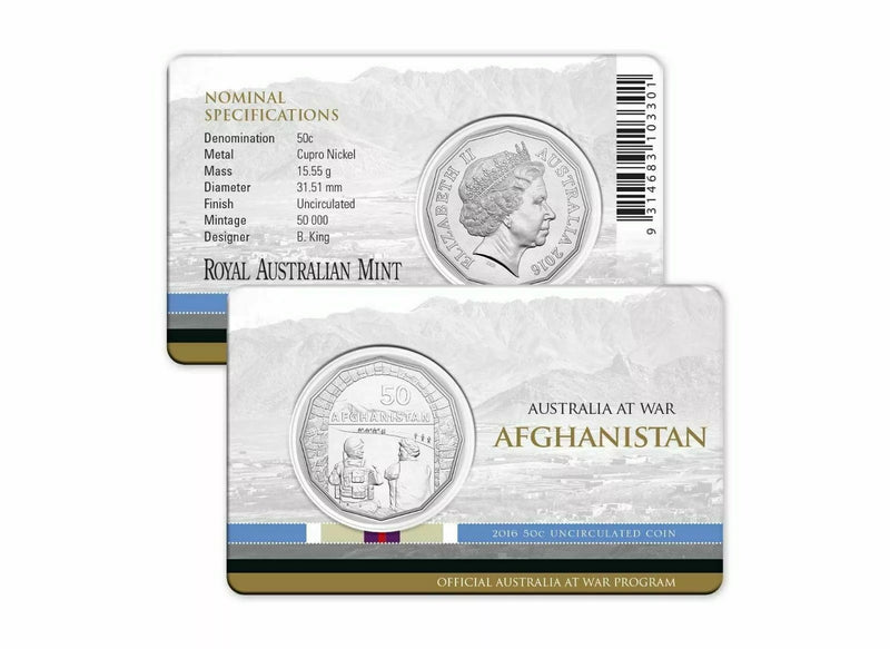 2016 50c Australia At War Uncirculated Coin - Afghanistan