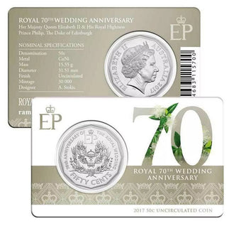 2017 50c Queen Elizabeth II 70th Wedding Anniversary Uncirculated Coin
