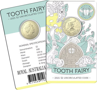 2021 $2 Australia Tooth Fairy Uncirculated Coin on Card