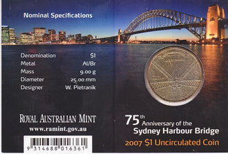 2007 $1 75th Anniversary of the Harbour Bridge M Mint Mark Uncirculated Coin