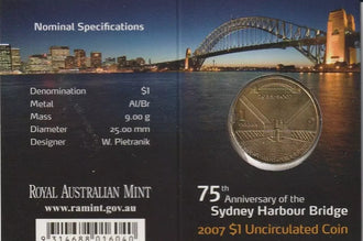 2007 $1 75th Anniversary of the Harbour Bridge C Mint Mark Uncirculated Coin