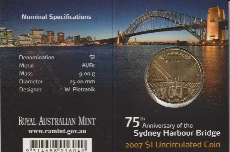 2007 $1 75th Anniversary of the Harbour Bridge C Mint Mark Uncirculated Coin