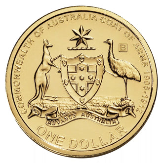 2008 $1 Australian Coat of Arms 100 Years B Mint Mark Uncirculated Coin