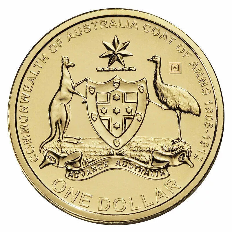 2008 $1 Australian Coat of Arms 100 Years M Mint Mark Uncirculated Coin