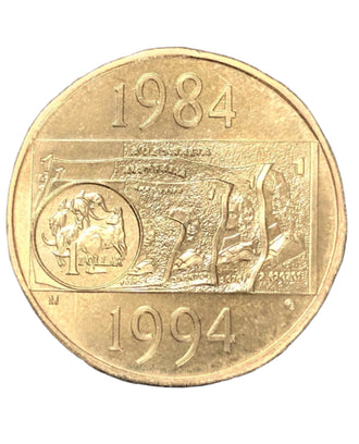 1994 $1 Australian Decade Dollar M Mint Mark Uncirculated Coin