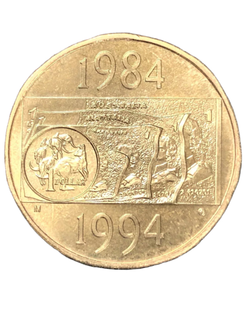 1994 $1 Australian Decade Dollar M Mint Mark Uncirculated Coin
