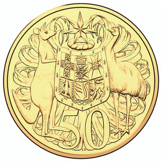 2016 50c Australia 50th Anniversary of Decimal Currency Gold Plated Uncirculated Coin