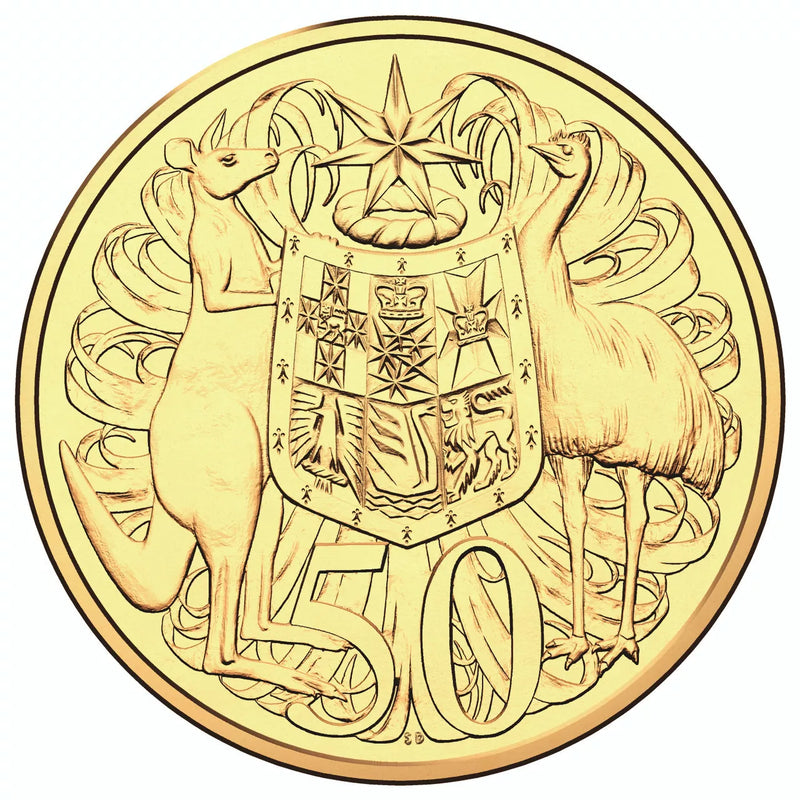 2016 50c Australia 50th Anniversary of Decimal Currency Gold Plated Uncirculated Coin