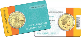 2016 50c Australia 50th Anniversary of Decimal Currency Gold Plated Uncirculated Coin