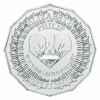 2007 50c Queen Elizabeth II 60th Diamond Wedding Anniversary Uncirculated Coin
