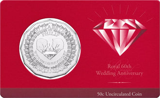 2007 50c Queen Elizabeth II 60th Diamond Wedding Anniversary Uncirculated Coin