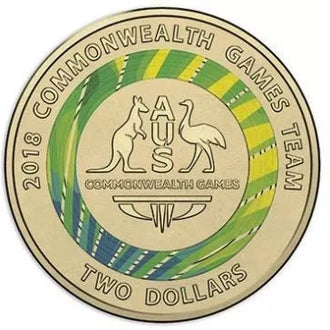2018 $2 Gold Coast Commonwealth Games Coloured Circulated Coin - Games Team